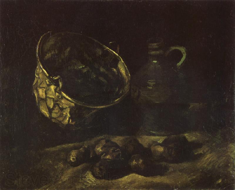 Vincent Van Gogh Still life with Copper Kettle,Jar and Potatoes (nn040 Spain oil painting art